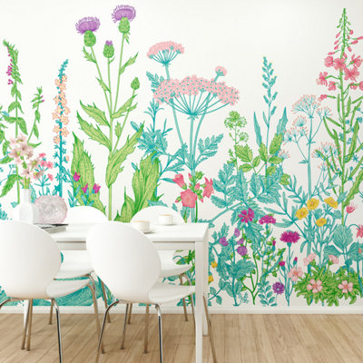 Origin Murals Floral Wilderness Blue & Green Matt Smooth Paste the Wall ...