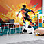 Origin Murals Football Player Abstract Landscape Orange Paste the Wall Mural 300cm wide x 240m high