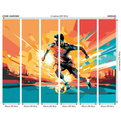 Origin Murals Football Player Abstract Landscape Orange Paste the Wall Mural 300cm wide x 240m high