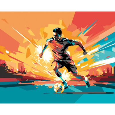 Origin Murals Football Player Abstract Landscape Orange Paste the Wall Mural 350cm wide x 280m high