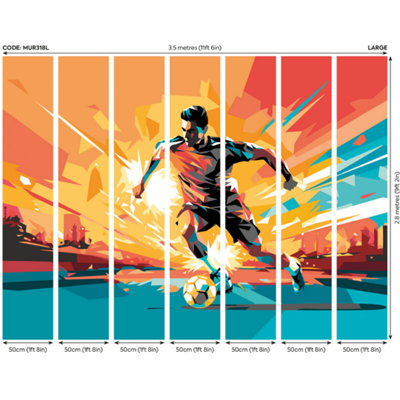 Origin Murals Football Player Abstract Landscape Orange Paste the Wall Mural 350cm wide x 280m high
