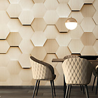 Origin Murals Gold Effect Metal Geometric Hexagons Matt Smooth Paste the Wall Mural 350cm wide x 280cm high