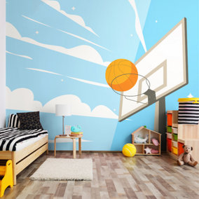 Origin Murals Graphic Basketball Hoop Blue Paste the Wall Mural 300cm wide x 240m high