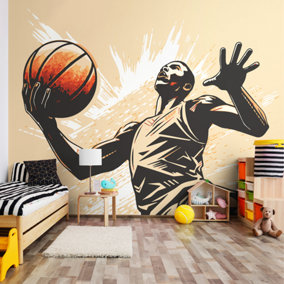Origin Murals Graphic Basketball Player Orange Paste the Wall Mural 300cm wide x 240m high