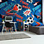 Origin Murals Graphic Pixel Footballs Blue Paste the Wall Mural 350cm wide x 280m high