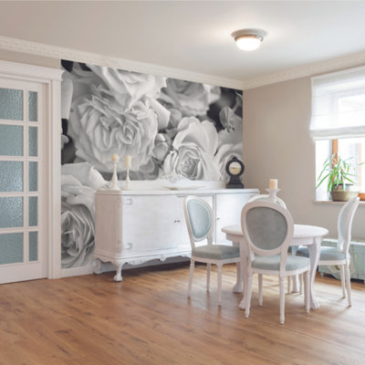 Origin Murals Grey Large Petal Roses Matt Smooth Paste the Wall Mural ...