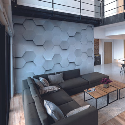 Origin Murals Grey Metal Geometric Hexagons Matt Smooth Paste the Wall Mural 350cm wide x 280cm high