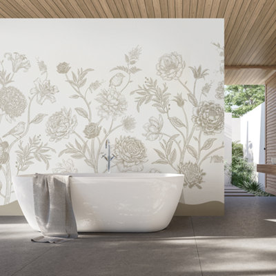 Origin Murals Jacobean Rose Trail - Natural Stone Matt Smooth Paste the Wall Mural 350cm wide x 280cm high