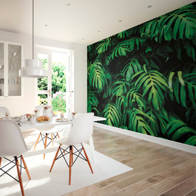 Origin Murals Large Rainforest Leaves Emerald Green Matt Smooth Paste the Wall Mural 300cm wide x 240cm high