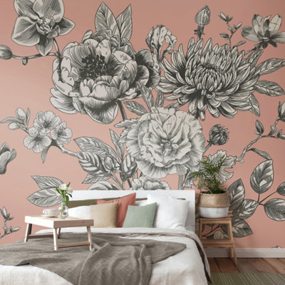 Origin Murals Large Rose Toile Matt Smooth Paste the Wall Mural 300cm ...