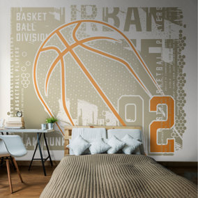 Origin Murals Modern Basketball Grey Paste the Wall Mural 350cm wide x 280m high