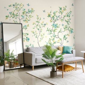 Origin Murals Oriental Flower Tree Natural Matt Smooth Paste the Wall Mural 300cm wide x 240cm high