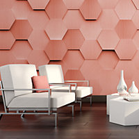 Origin Murals Pink Metal Geometric Hexagons Matt Smooth Paste the Wall Mural 350cm wide x 280cm high