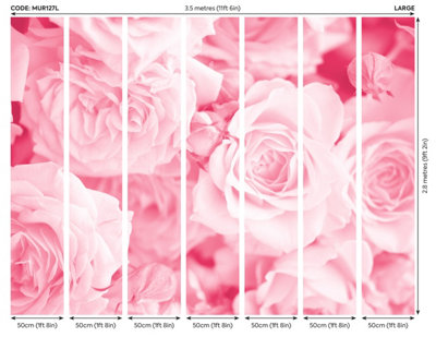 Origin Murals Pink Roses Matt Smooth Paste the Wall Mural 350cm wide x ...