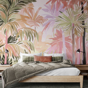 Origin Murals Pretty Palms - Natural Blush Matt Smooth Paste the Wall Mural 300cm wide x 240cm high