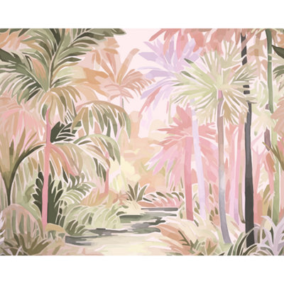 Origin Murals Pretty Palms - Natural Blush Matt Smooth Paste the Wall Mural 350cm wide x 280cm high