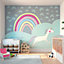Origin Murals Rainbow and Unicorn Green & Grey Matt Smooth Paste the Wall Mural 350cm wide x 280cm high