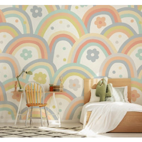 Origin Murals Rainbow Wobble Warm Grey Matt Smooth Paste the Wall Mural 300cm wide x 240cm high