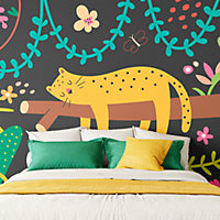 Origin Murals Sleeping Jungle Leopard Black Matt Smooth Paste the Wall 300cm wide x 240cm high