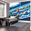 Origin Murals Sports Cars Blue Matt Smooth Paste the Wall Mural 350cm Wide X 280cm High