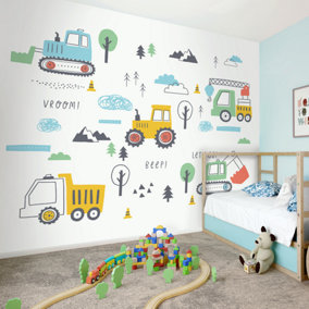 Origin Murals Tractors and Diggers Yellow Gold Matt Smooth Paste the Wall Mural 300cm wide x 240cm high