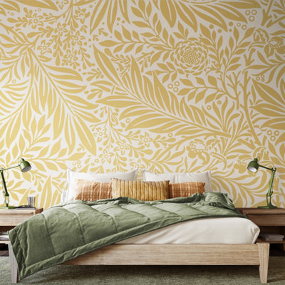 Origin Murals Trailing Ferns - Soft Gold Matt Smooth Paste the Wall Mural 300cm wide x 240cm high