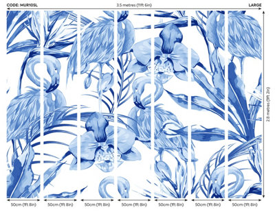 Origin Murals Tropical Blue Flamingo Matt Smooth Paste the Wall Mural 350cm wide x 280cm high