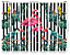 Origin Murals Tropical Flamingo Monochrome Stripped Matt Smooth Paste the Wall Mural 350cm wide x 280cm high