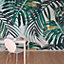 Origin Murals Tropical Large Green & White Leaves Matt Smooth Paste the Wall Mural 350cm wide x 280cm high