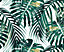 Origin Murals Tropical Leaves White & Emerald Green Matt Smooth Paste the Wall Mural 300cm wide x 240cm high