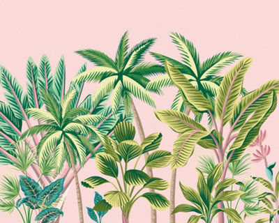 Origin Murals Tropical Palm Trees Pink Matt Smooth Paste the Wall 300cm wide x 240cm high