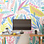 Origin Murals Tropical Patterned Leaves Pastel Matt Smooth Paste the Wall Mural 300cm wide x 240cm high