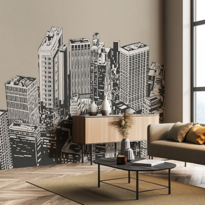 Origin Murals Urban City Skyscraper Natural Matt Smooth Paste the Wall Mural 350cm wide x 280cm high