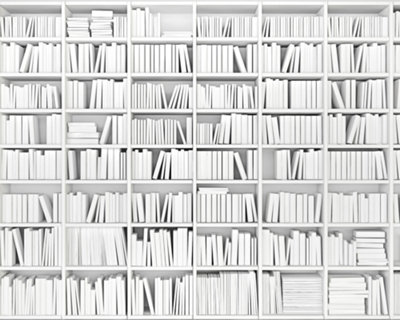 Origin Murals White Library Book Shelf Matt Smooth Paste the Wall Mural 350cm wide x 280cm high