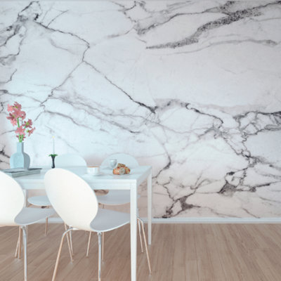 Origin Murals White Marble Matt Smooth Paste the Wall Mural 350cm wide x 280cm high