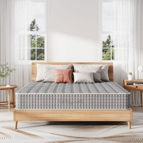 Original Hybrid Mattress Grey 9.4 Inch Tight Top with Breathable Memory Foam and Individual Pocket Spring Super King