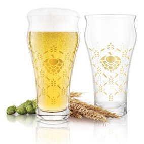 Original Products Final Touch Barley & Hops Brewhouse Drink Glasses 591ml Set of 4 Clear
