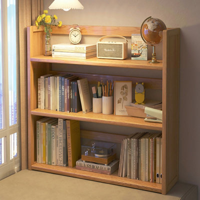 Original Wood Color Three-layer Bamboo Desktop Storage Rack Bookshelf ...