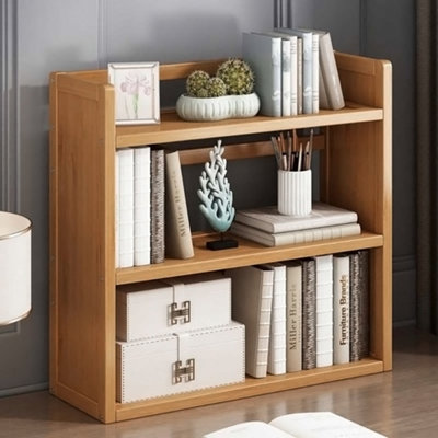 Original Wood Color Three-layer Bamboo Desktop Storage Rack Bookshelf ...