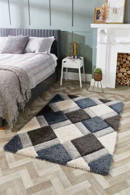 Origins 3D GEO Shaggy Petrol Blue 60X110cm Rug