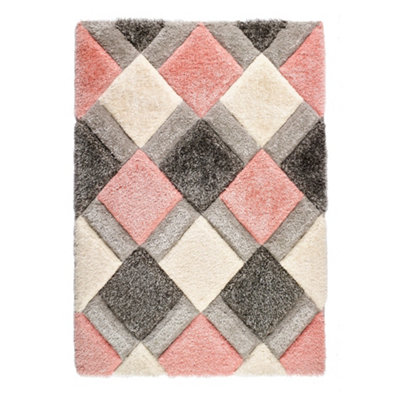 Origins 3D Geo Shaggy Rug Blush 120 X 170