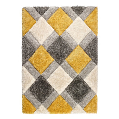 Origins 3D Geo Shaggy Rug Ochre 120 X 170