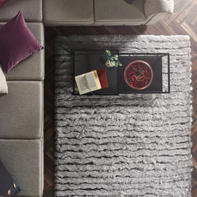 Origins Carved Glamour Silver Rug 80 X 150
