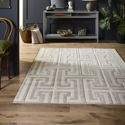 Origins Greek Key Cream Light Beige 120x170cm Rug