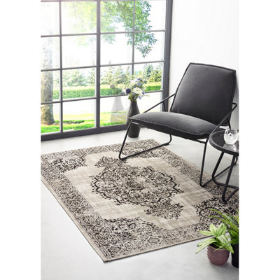 Origins Saville Grey / Black Rug 120 X 170