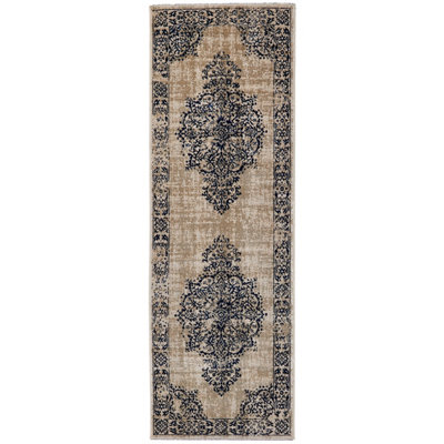 Origins Saville Grey / Blue Rug 67 X 200