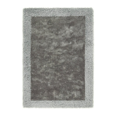 Origins Shimmer Shaggy Border Silver Rug 120 X 170