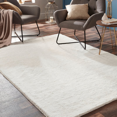 Origins Washable Faux Fur Ivory Rug 120CM x 170CM