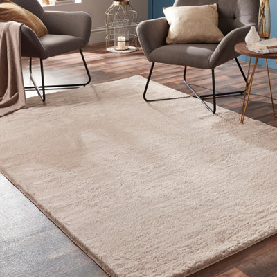 Origins Washable Faux Fur Natural Rug 160CM x 230CM