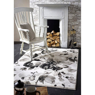 Origins Watercolour Floral Grey Rug 80 X 150